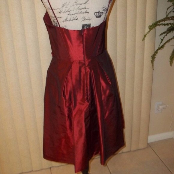 *FINAL PRICE* Cranberry Red Taffeta Short Formal Dress Size 8 - Picture 5 of 6